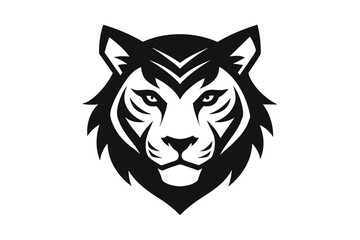 Wall Mural - A Tiger head icon, featuring a modern stylish shape with an underline, set on a solid white background