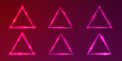 Poster - Set of six neon frames with shining effects