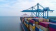 © Jayda_ArtistryHub - Containers being loaded onto a large freight ship with cranes, Cargo shipping, international transport
