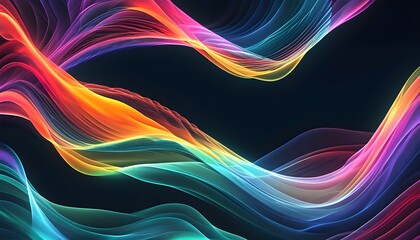 Mesmerizing Colorful Waves Creating a Vibrant Pattern Against a Dark Backdrop for Digital Art and Backgrounds