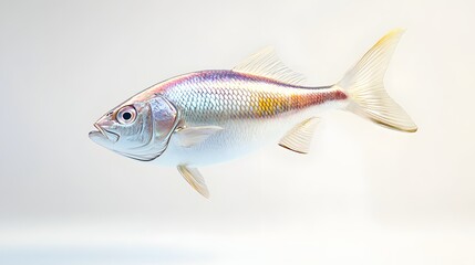 40. **A 3D render of a fresh sea bream falling, its shiny scales and body details visible against a clean white background