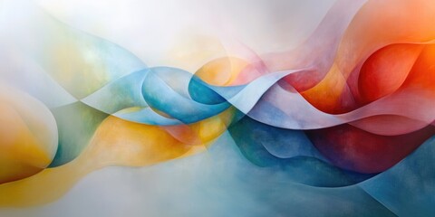 Colorful abstract modern art background with overlapping shapes and curves in various hues