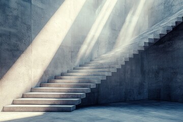 Abstract surreal staircase with bright light shining down, concept of ascension, enlightenment or spiritual awakening