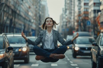 Confident woman professional attire standing modern office setting. True power lies in self-mastery.  Poised business professional symbol of modern corporate