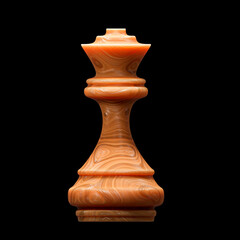 A wooden chess figure on a black background