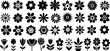 © Arafat - Black flower vector set feature abstract floral design silhouettes, and geometric patterns. Ideal for decoration, logos, and design projects. Includes minimalist botanical elements for creative illust
