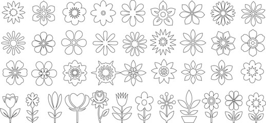 Wall Mural - flower illustration set, simple flower icons, abstract floral designs, decorative flowers, flower do