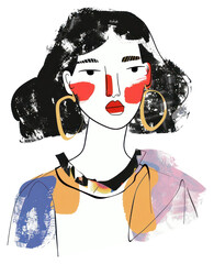 Sticker - PNG Grunge fashion illustration drawing female.