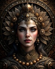 Wall Mural - portrait of a woman with beautiful and bright makeup in a stylish steampunk look