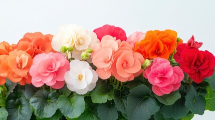 Canvas Print - Colorful Begonia Flowers in a Row