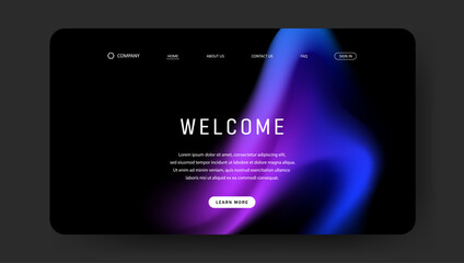 Sticker - Abstract wave futuristic design of landing page. retro gradient mesh website design