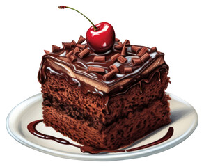 Wall Mural - PNG Chocolate cake dessert cherry cream.