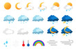 © Александр Плисик - weather icons set on transparent background. White clouds, fog sign, day and night