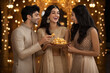 © PRASANNAPIX - young indian people holding sweet plate together on diwali festival