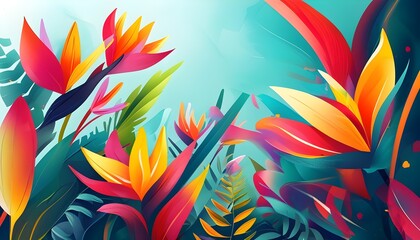 Vibrant floral and leafy abstraction representing growth and creativity in a dynamic setting