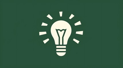 A simple white lightbulb icon with rays on a green background.