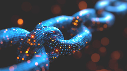 Blue binary code color chain.