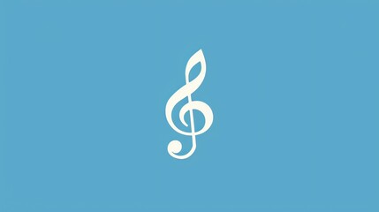 Wall Mural - A white treble clef symbol on a blue background.