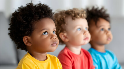 Wall Mural - Row Multiethnic Babies Sitting Side Side Loo