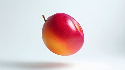 28. **A 3D render of a falling nectarine, its smooth skin and vibrant color set against a pristine white backdrop