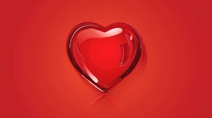 Sticker - A 3D, glossy red heart against a red background.