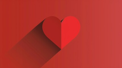 Sticker - A red heart with a long shadow on a red background.