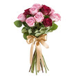 © Boinah - A bouquet of pink and burgundy roses tied with a ribbon, perfect for gifting or decoration.