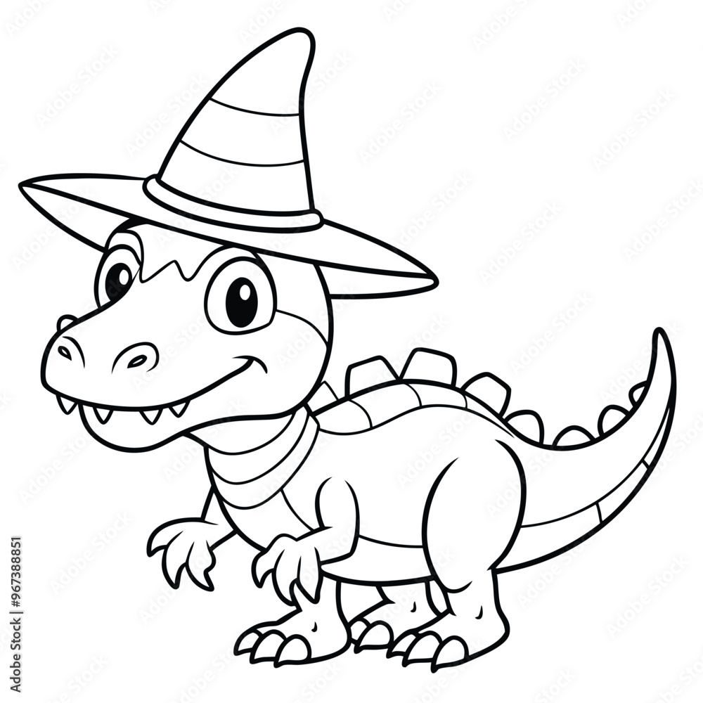 dinosaur coloring page Free vector book line art for kids Stock Vector ...