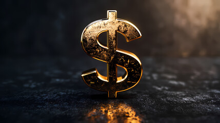 Golden dollar symbol representing wealth and economy