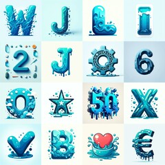 Wall Mural - Azure Lettering Typeface. AI generated illustration