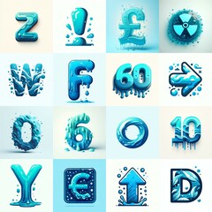 Wall Mural - Azure Lettering Typeface. AI generated illustration