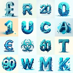 Wall Mural - Azure Lettering Typeface. AI generated illustration