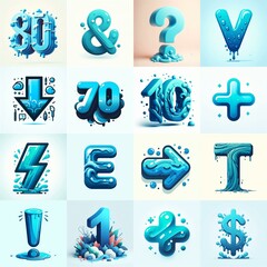 Wall Mural - Azure Lettering Typeface. AI generated illustration