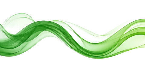 abstract green wave curve isolated on transparent background, flowing ribbon design element, PNG