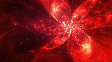 Wall Mural - Abstract red background featuring a fractal explosion star with glossy effects and intricate lines in a beautiful illustration