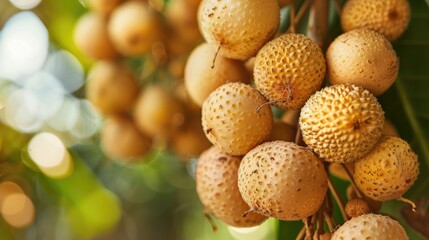 Wall Mural - Close up view of fresh longan fruit details