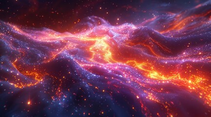 Poster - Abstract Glowing Particles Background.