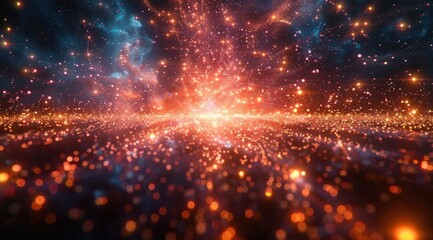 Fototapete - Abstract Galaxy with Golden Lights.