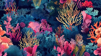 underwater coral pattern wallpaper