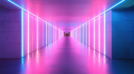 Canvas Print - Neon Lights Tunnel