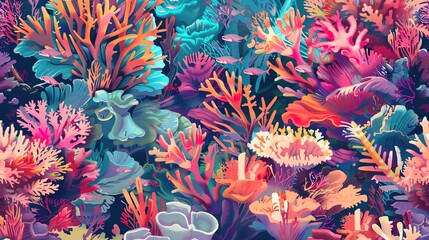 Wall Mural - underwater coral pattern wallpaper