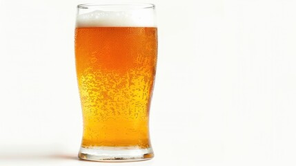 Cold beer in a glass on a white background