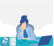 © くろねこ - 考え事をする女性のイラスト