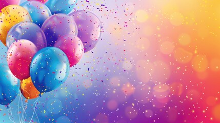 Wall Mural - Colorful balloons on background with space for text