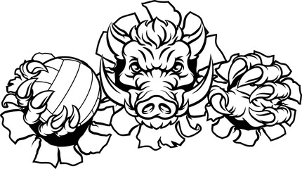 Poster - Boar Razorback Hog Volleyball Volley Ball Mascot