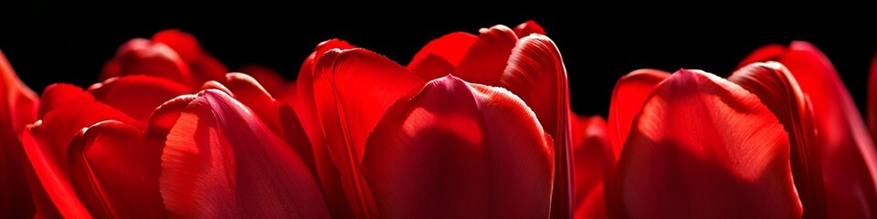 Canvas Print - Close-Up of Vibrant Red Tulips A detailed close-up