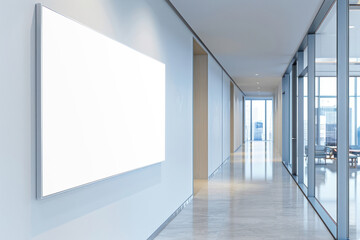 Canvas Print - PNG office hallway frame  mockup, transparent design