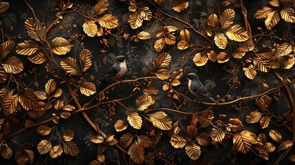 Wall Mural - Seamless Pattern with Birds 8K Realistic Lighting Highly Detailed

