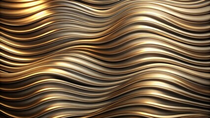 Wall Mural - Wavy abstract metallic background with a textured surface, metallic, abstract, wavy, texture, shiny, backdrop, design, pattern