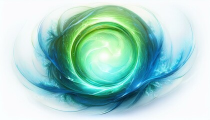 abstract background, blue green round swirl of light isolated on white background 